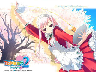 White haired maid tray cherry - long white hair free wallpaper