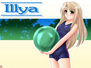 Girl holding beachball illya blue - her hand and a name free wallpaper