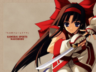 Woman sword red outfit bow - a red ribbon free wallpaper for desktop