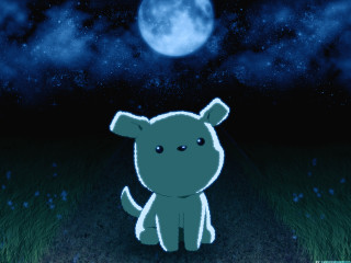 Cartoon dog fullmoon starry night - a cartoon dog free wallpaper