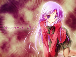 Purple haired girl red scarf - swirl free wallpaper