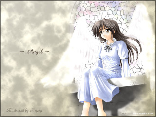 Angel girl rooftop gothic anime - shirt free wallpaper