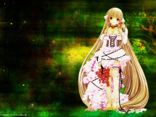 Anime girl long hair flower 3 - long hair and a dress free wallpaper