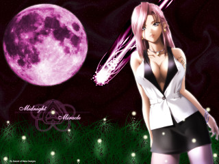 Pink moon anime girl night - a short skirt free wallpaper