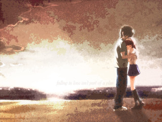 Man woman tree sunset anime - a storybook illustration free wallpaper