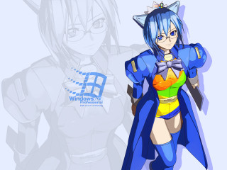 Blue hair cat ears cel - a white background free wallpaper