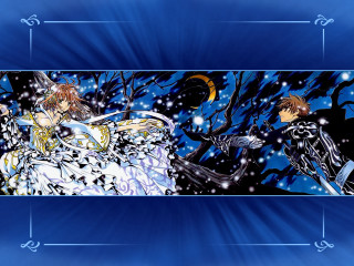Anime couple blue background snow - a blue frame free wallpaper for desktop