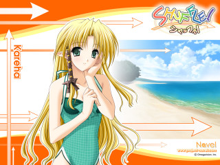 Girl green dress beach umbrella - her hand and a sign free wallpaper