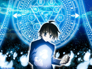 Anime character holding ball blue - a ball in front free wallpaper