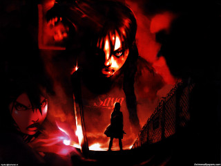 Fire demon knife aya goda - their hand and a demon in the background free wallpaper