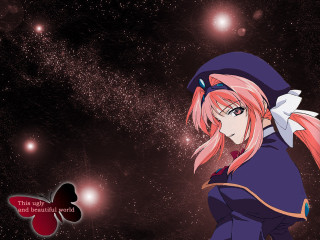 Pink haired girl space stars - pink hair and a hat free wallpaper
