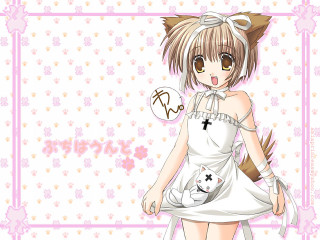 Anime girl cat shoulder floral - her shoulder and a cat free wallpaper