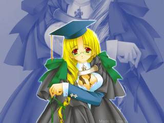 Girl graduation rose blonde anime - a green ribbon free wallpaper