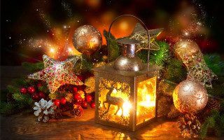 Lantern deer christmas decorations table - christmas decoration free wallpaper