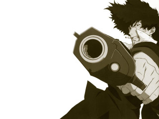 Man smiling gun blackandwhite background - yusuke murata free wallpaper for desktop