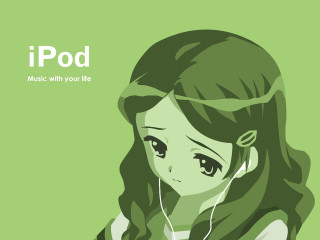 Girl headphones green background ai - headphone free wallpaper for desktop