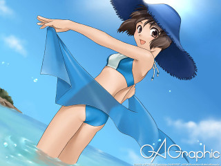 Woman blue bikini hat beach - a blue scarf free wallpaper