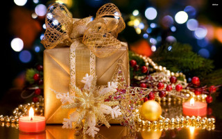 Present box ribbon candle table - present free wallpaper for desktop