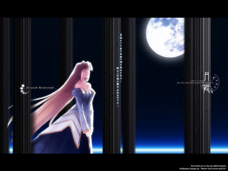 Woman blue dress moon columns - column free wallpaper for desktop