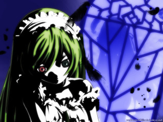 Green haired gothic girl cat - cat free wallpaper