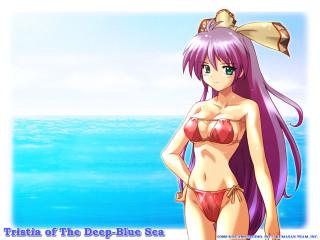 Beach bikini woman fish hair - a bow free wallpaper
