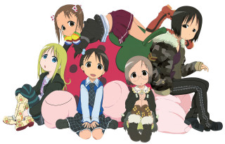 Anime group couch animals 5girls - a couch together free wallpaper
