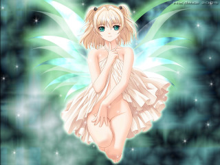 Fairy girl blue eyes white - a white dress free wallpaper for desktop