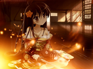Woman kimono fire autumn anime - a woman in a kimono free wallpaper