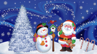 Santa snowman candycane christmas tree - candy cane free wallpaper