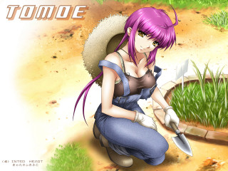 Woman kneeling knife grass beach 2 - a knife free wallpaper
