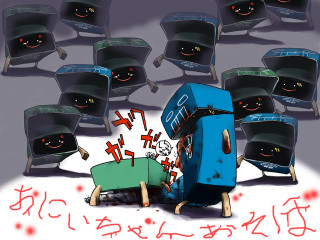 Man chair tvs red crosses - aya goda free wallpaper for desktop