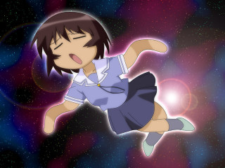 Flying girl blue dress space - free stars wallpaper