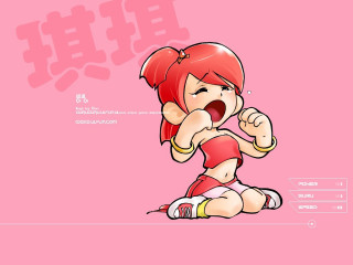 Cartoon girl red hair sitting - anime girl free wallpaper for desktop