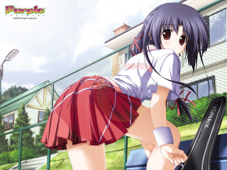 Girl tennis court anime racket - a short skirt free wallpaper for desktop
