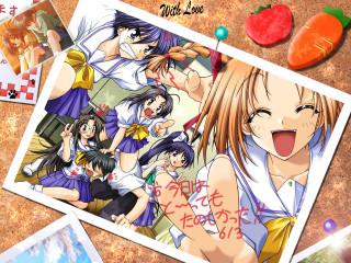 Anime girls table carrot fruits - a group of anime characters free wallpaper