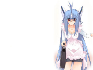 Blue haired woman robot umbrella - a black umbrella free wallpaper