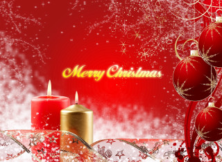 Red christmas card candles snowflakes - a merry christmas free wallpaper