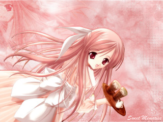 Pink haired girl coffee hat - her hand free wallpaper