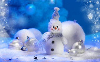 Snowman hat scarf ornaments blue 2 - a hat and a scarf free wallpaper