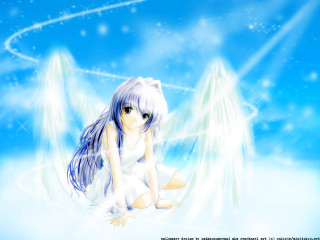 Angel girl blue sky wings - the sky behind her free wallpaper