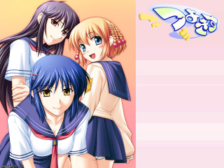 Anime girls pink background blue 3 - a blue ribbon free wallpaper