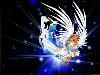 Anime girl white wings blue - white wing free wallpaper