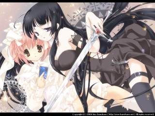 Anime girls swords coffee male - a couple of anime girls free wallpaper