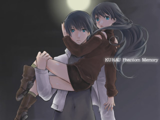 Hugging couple moon night vanitas - behind them free wallpaper