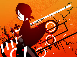 Woman knife silhouette orange black - a red cross free wallpaper