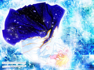 Anime blue dress starry sky - official art free wallpaper for desktop