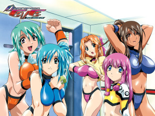 Anime girls bathroom posing arms - their arm free wallpaper