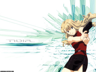 Woman gun blue white lines - line free wallpaper