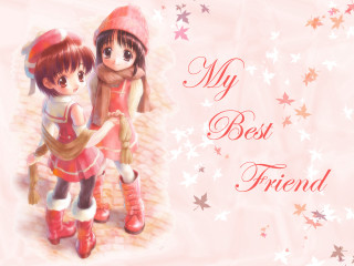 Best friend girls autumn leaves - a couple of girls free wallpaper