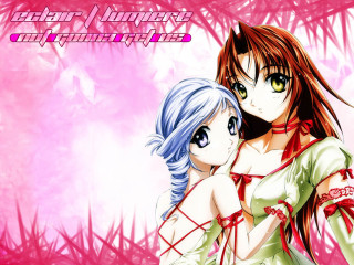 Anime girls hugging pink background 4 - grass free wallpaper